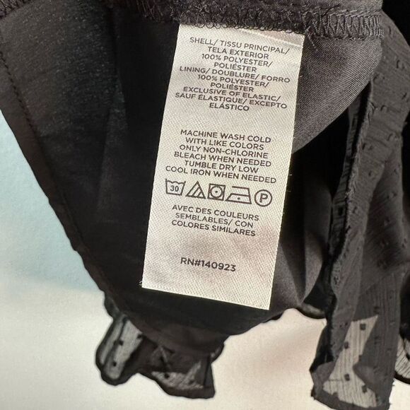 Loft Black Sheer Swiss Dot Pleated Long Sleeve Dress Womens 12 NWT Fairy Grunge - Picture 7 of 11